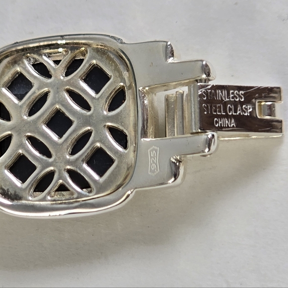 Ecclissi Sterling Silver Quartz Watch Black Druzy Accents + Extra Links - Picture 9 of 16